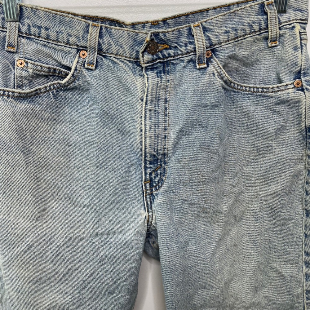 Vintage 90s Levis 550 Orange Tab Denim Shorts Baggy Thrashed 34 Jorts Skate Work - Picture 2 of 13